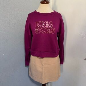 Love & Sports Women Purple Crew Neck Long Sleeve Cozy Relaxed Fit Sweater Size M